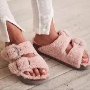 Birkenstock 38 Papillio Arizona Big Buckle Shearling Teddy insole Crystal Rose